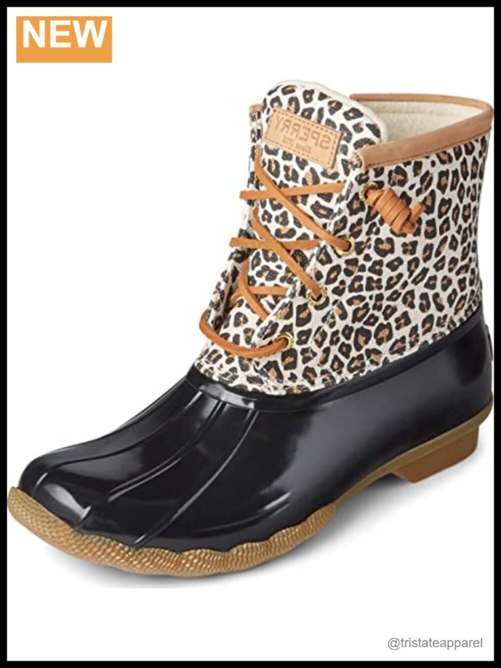 Sperry Saltwater Ankle Rain Boots Women's Canvas Animal Print Duck Shell